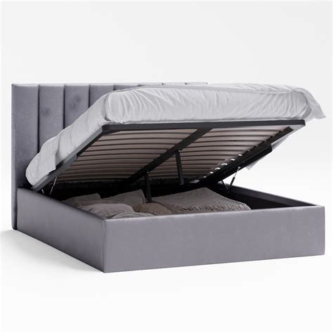 Celine Gas Lift Storage Bed Frame (Fossil Grey Velvet)